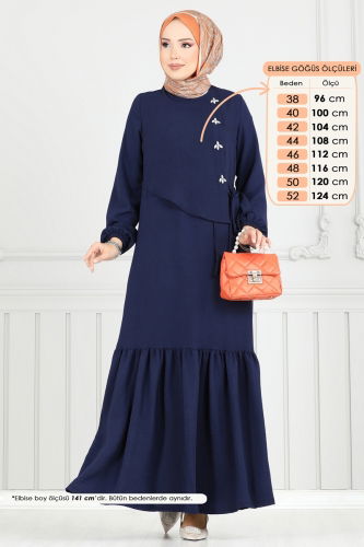 moda selvim Önü Taşlı Tesettür Elbise 2680SL432 Laci - Thumbnail