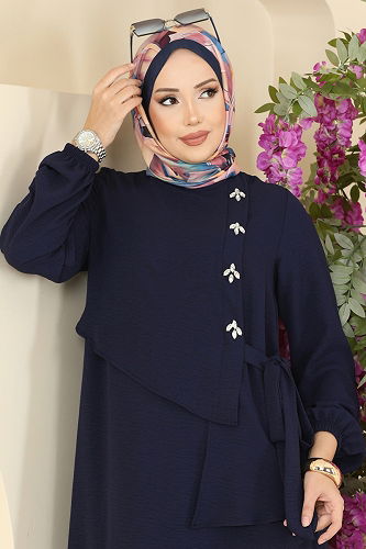 moda selvim Önü Taşlı Tesettür Elbise 2680SL432 Laci - Thumbnail