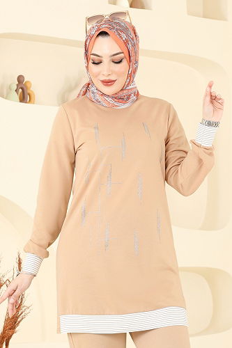 moda selvim Önü Taşlı Tesettür Takım 2637SL432 Açık Vizyon - Thumbnail