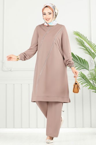 D.V.L. - Önü Taşlı Tesettür Takım 427DVL817 Vizyon