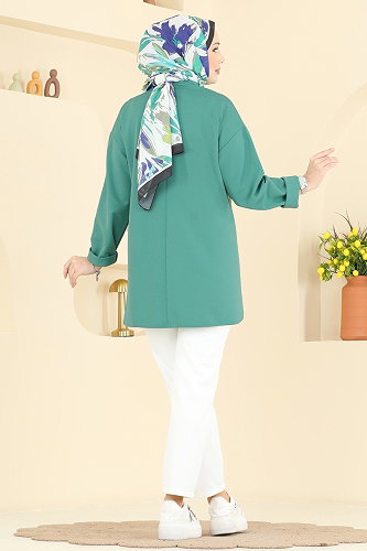 moda selvim Önü Yarım Çıtçıtlı Tunik 2840SLK540 Mint - Thumbnail