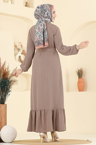 moda selvim Önü Yarım Düğmeli Elbise 5001BM387 Vizyon - Thumbnail