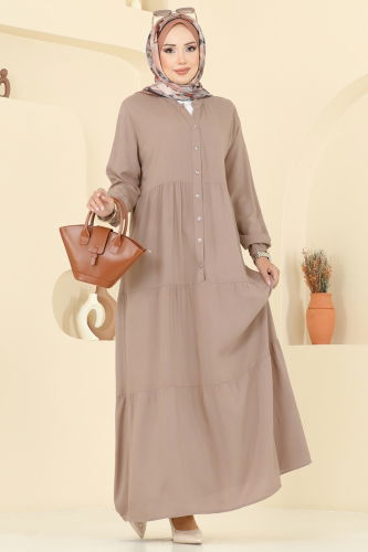 E.R.K. - Önü Yarım Düğmeli Elbise 5010ERK1158 Vizyon