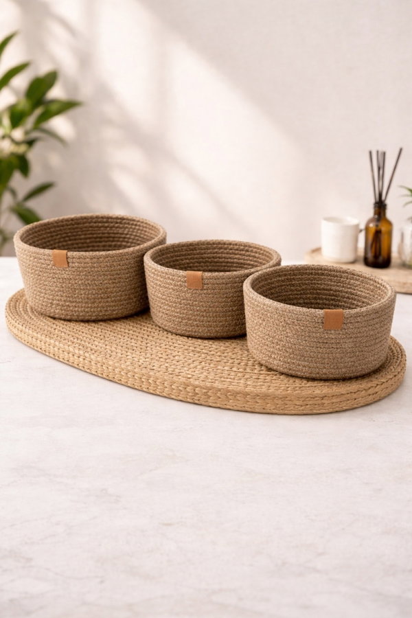 Modaselvim EV YAŞAM Örgü Sepet Seti 3 lü 8517BLH1197 Bej