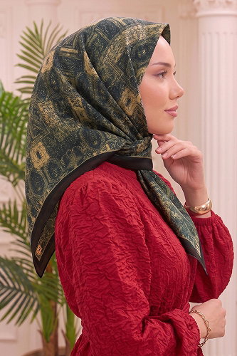 moda selvim Otantik Desen Soft Eşarp 515ERBK1201 Kahve - Thumbnail