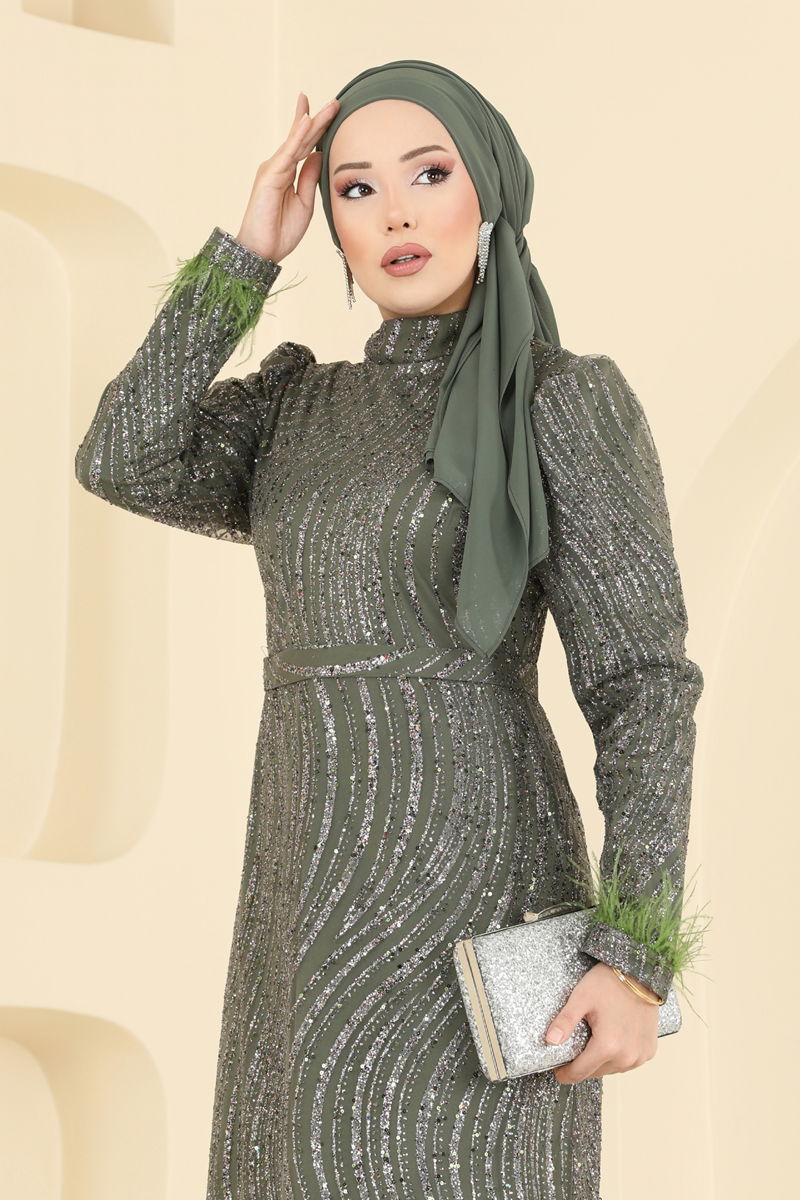 Otriş Detaylı Kalem Abiye 6539YG95 Haki