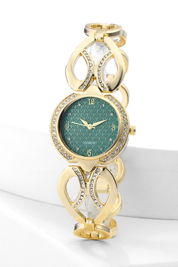 Modaselvim SAAT Oval Detaylı Şık Saat 9011CLSK1184 Gold&Zümrüt