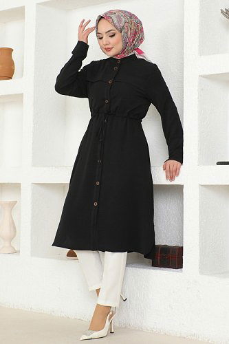 moda selvim Ovecoat 6868S324 Black - Thumbnail