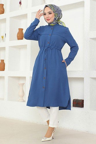 moda selvim Ovecoat 6868S324 Indigo - Thumbnail