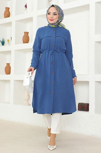 moda selvim Ovecoat 6868S324 Indigo - Thumbnail