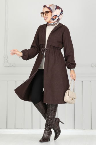 moda selvim Overcoat 0503BG354 Brown - Thumbnail