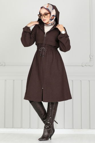 moda selvim Overcoat 0503BG354 Brown - Thumbnail