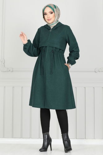 moda selvim Overcoat 0503BG354 Emerald - Thumbnail