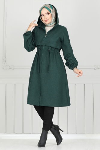 moda selvim Overcoat 0503BG354 Emerald - Thumbnail