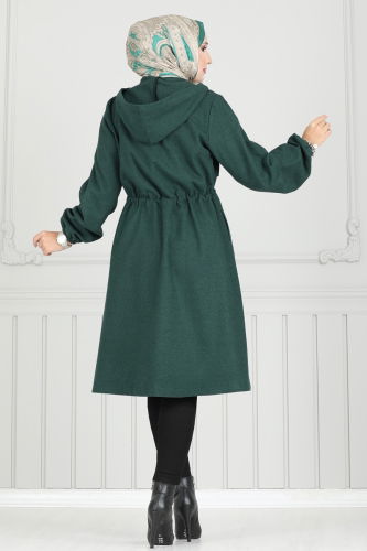 moda selvim Overcoat 0503BG354 Emerald - Thumbnail