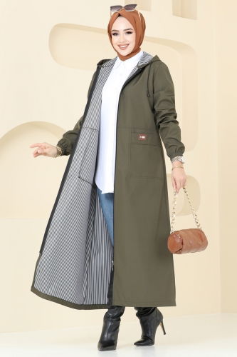 moda selvim Overcoat 1004MSA980 Khaki - Thumbnail