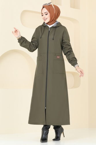 moda selvim Overcoat 1004MSA980 Khaki - Thumbnail