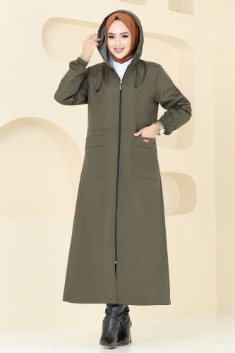 moda selvim Overcoat 1004MSA980 Khaki - Thumbnail