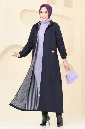 moda selvim Overcoat 1004MSA980 Navy Blue - Thumbnail