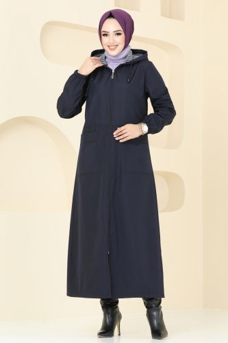 moda selvim Overcoat 1004MSA980 Navy Blue - Thumbnail