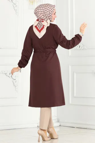 moda selvim Overcoat 10074ETT926 Brown - Thumbnail