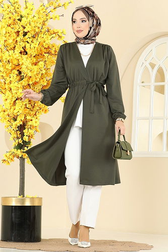 moda selvim Overcoat 10074ETT926 Dark Khaki - Thumbnail
