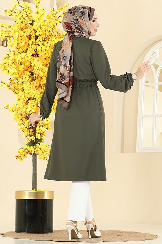 moda selvim Overcoat 10074ETT926 Dark Khaki - Thumbnail