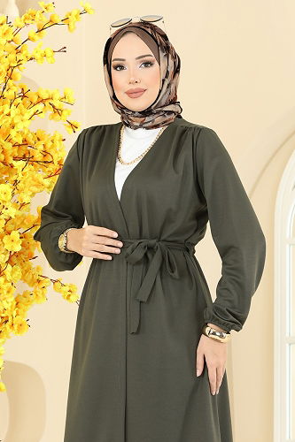 moda selvim كاب أخضر عفني غامق 10074ETT926 - Thumbnail