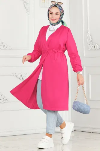 moda selvim Overcoat 10074ETT926 Fuchsia - Thumbnail