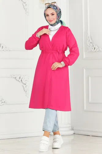 moda selvim Overcoat 10074ETT926 Fuchsia - Thumbnail