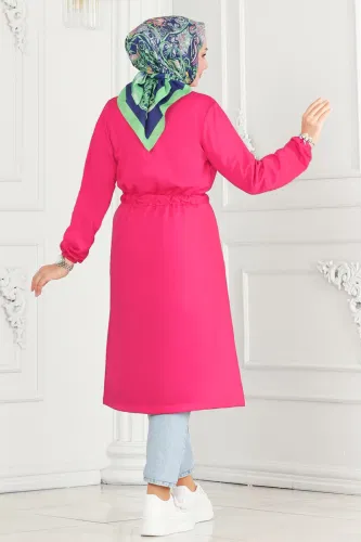 moda selvim Overcoat 10074ETT926 Fuchsia - Thumbnail