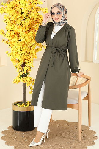 moda selvim Overcoat 10074ETT926 Khaki - Thumbnail