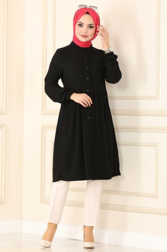 moda selvim 1012YNS793 اسود ملابس قصيره - Thumbnail