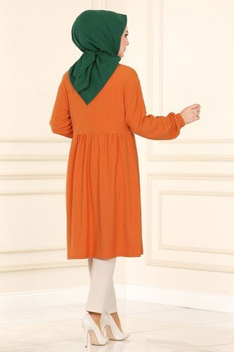 moda selvim Overcoat 1012YNS793 Orange - Thumbnail