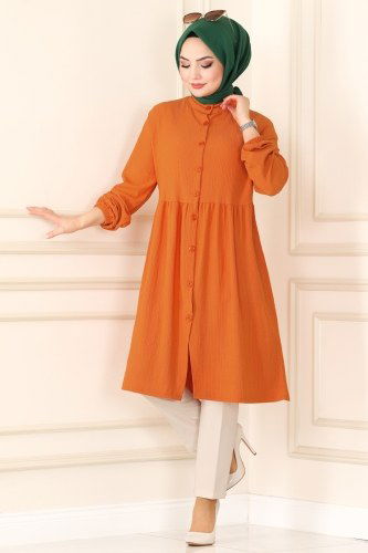 moda selvim Overcoat 1012YNS793 Orange - Thumbnail