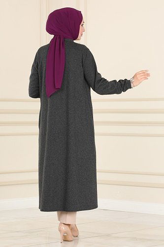 moda selvim Overcoat 1024BRZ597 Anthracite - Thumbnail