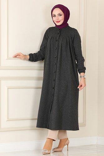 moda selvim Overcoat 1024BRZ597 Anthracite - Thumbnail