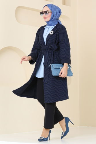 B.R.Z - Overcoat 1099BRZ597 Navy Blue