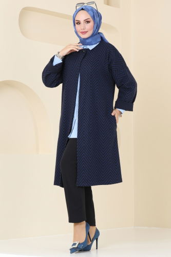 moda selvim Overcoat 1099BRZ597 Navy Blue - Thumbnail