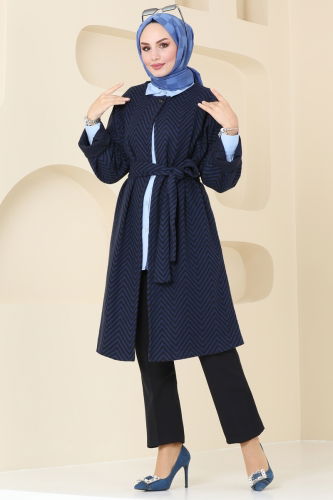 moda selvim Overcoat 1099BRZ597 Navy Blue - Thumbnail