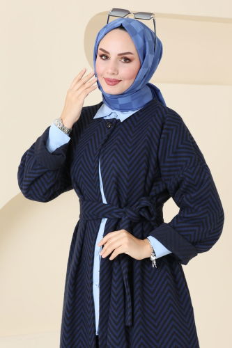 moda selvim Overcoat 1099BRZ597 Navy Blue - Thumbnail