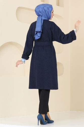 moda selvim Overcoat 1099BRZ597 Navy Blue - Thumbnail