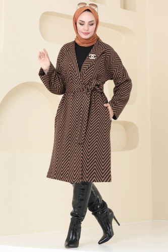 moda selvim Overcoat 1099BRZ597 Tan - Thumbnail