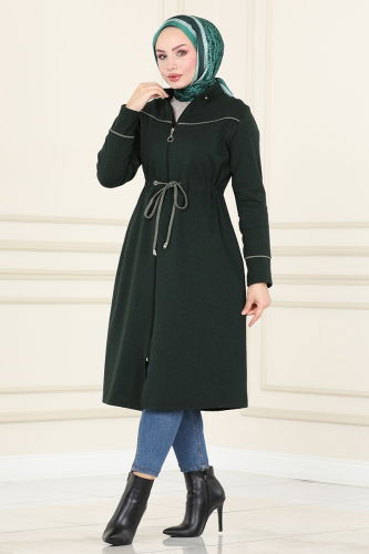 moda selvim Overcoat 109DVL817 Emerald - Thumbnail