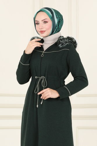 moda selvim Overcoat 109DVL817 Emerald - Thumbnail