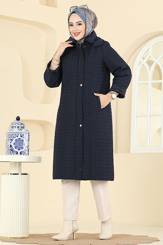 moda selvim Overcoat 1162OZT1013 Navy Blue - Thumbnail