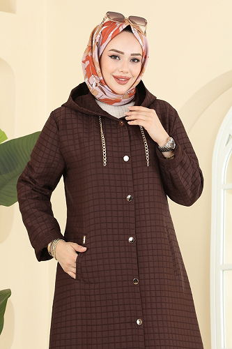 moda selvim Overcoat 1314-1ORG1169 Bitter Brown - Thumbnail