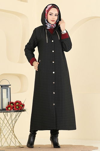 moda selvim Overcoat 1314-1ORG1169 Black - Thumbnail