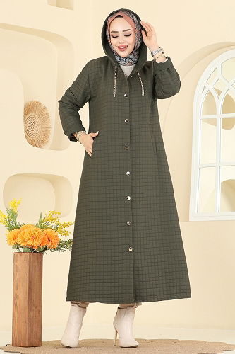 moda selvim Overcoat 1314-1ORG1169 Khaki - Thumbnail