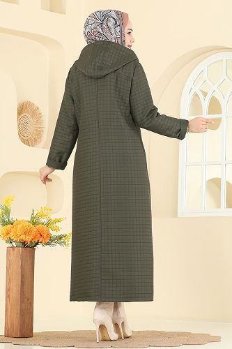 moda selvim Overcoat 1314-1ORG1169 Khaki - Thumbnail